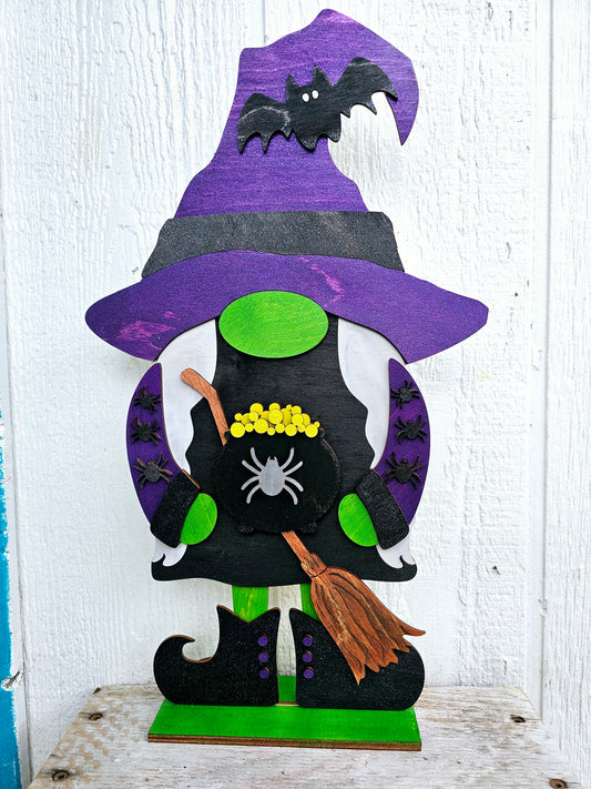 PAINTED - Large Witch Gnome Sitter