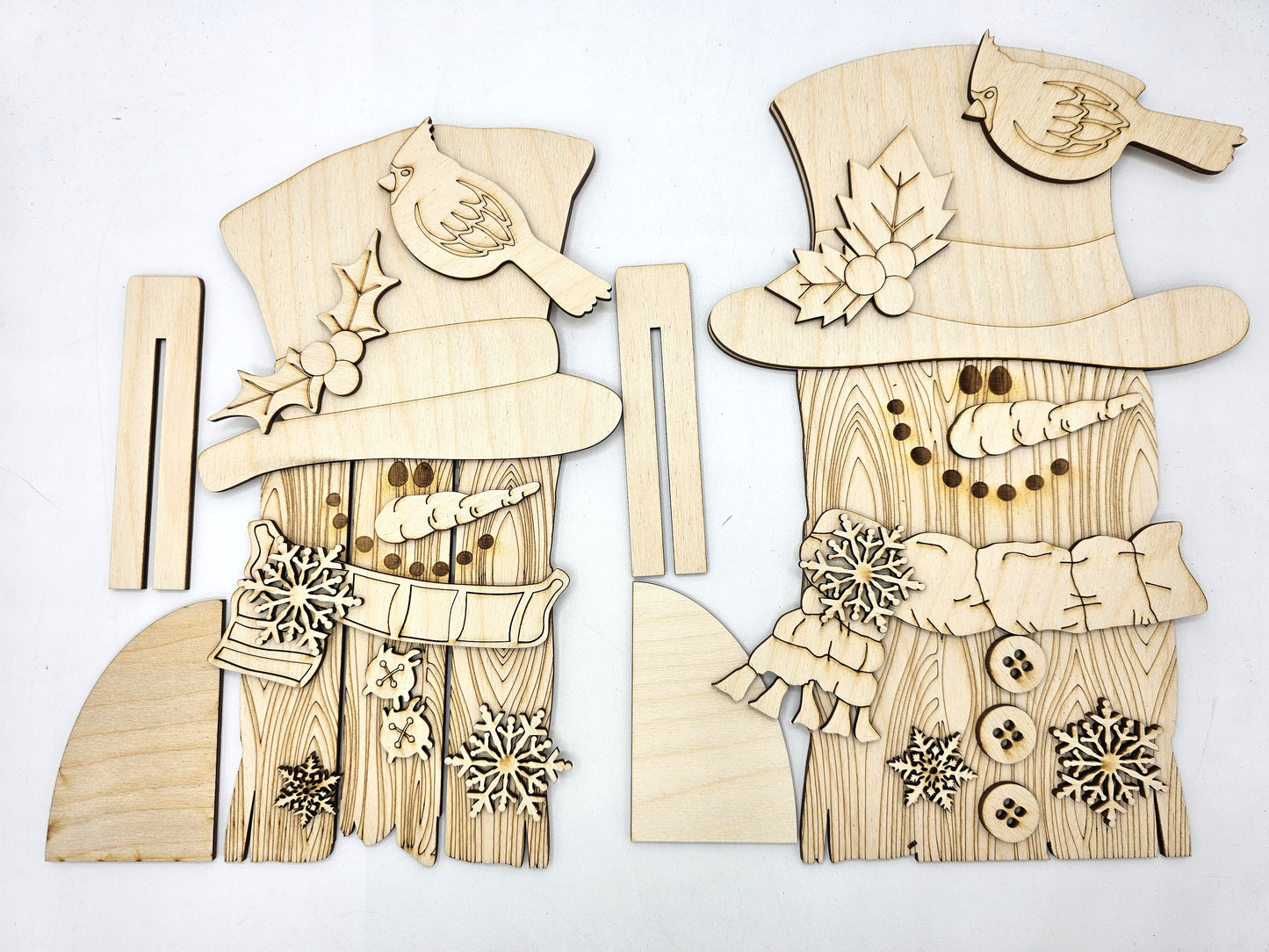 Wooden Snowmen x2