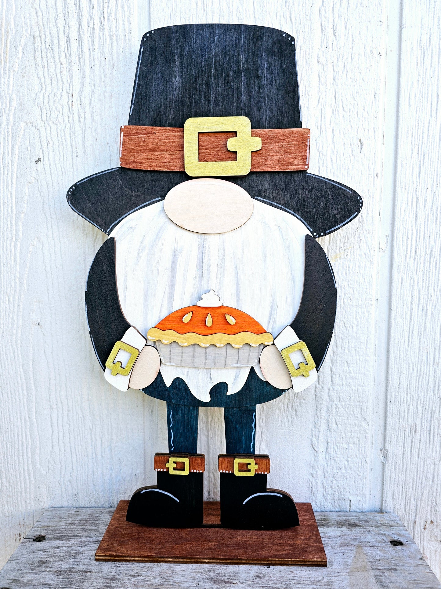 PAINTED - Large Male Thanksgiving Gnome Sitter