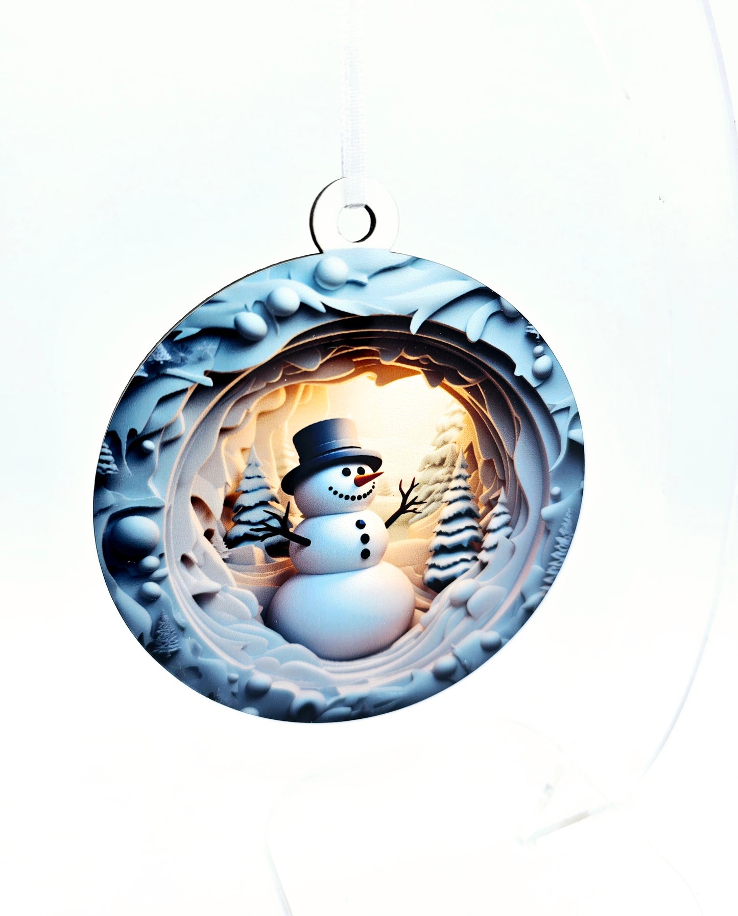 Snowman Sublimation Ornament - 3.5" Round