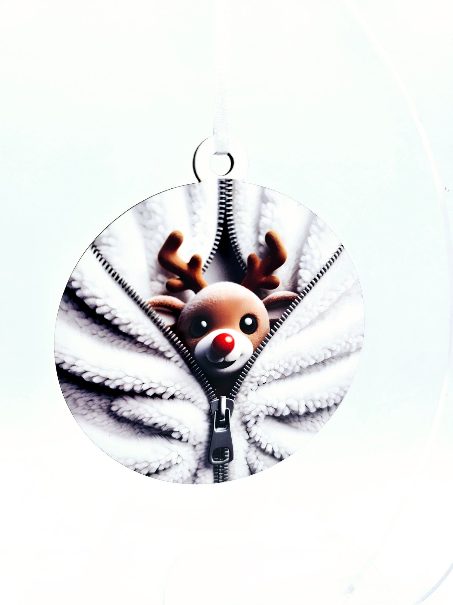 Reindeer Sublimation Ornament - 3.5" Round