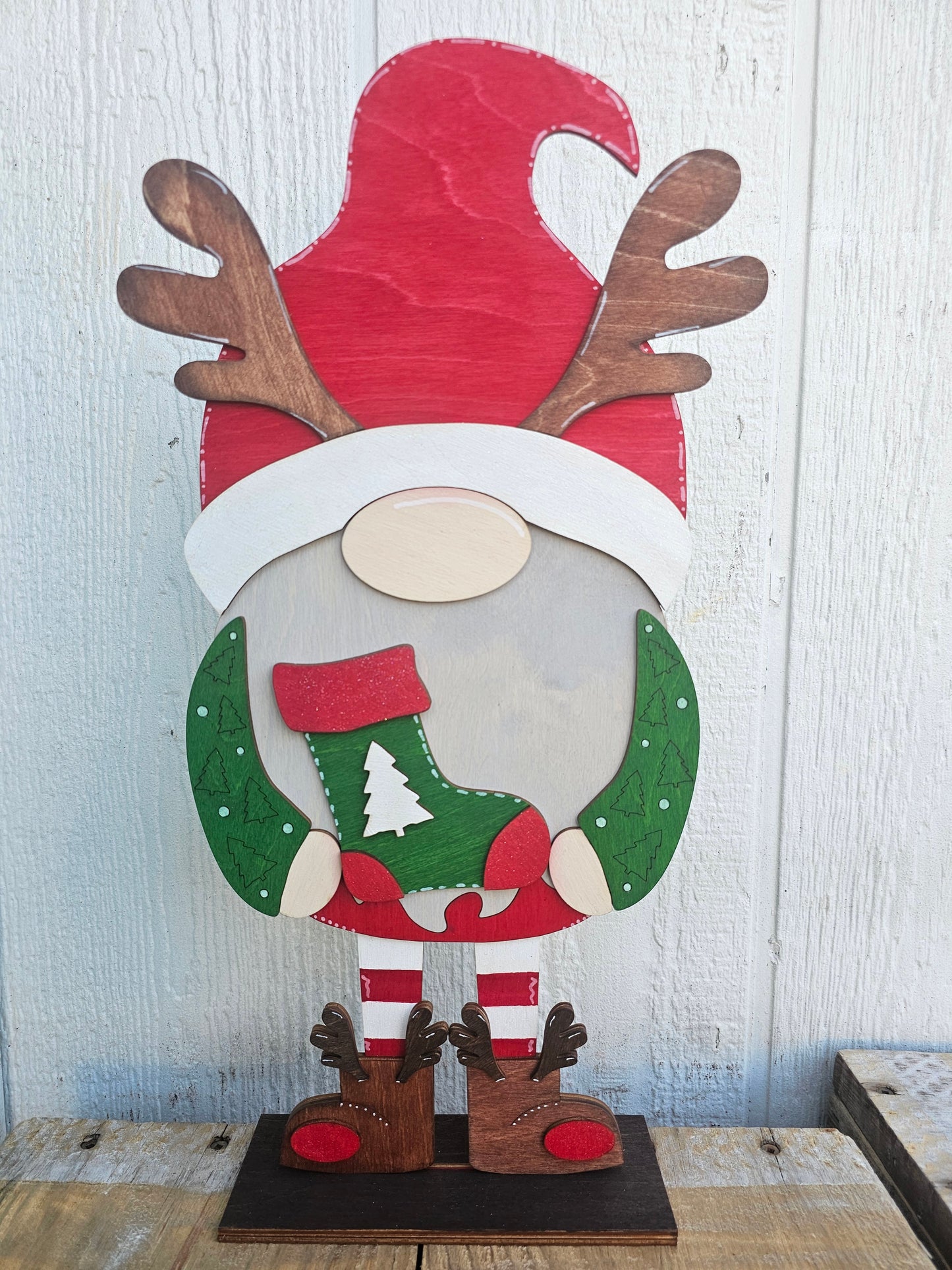 PAINTED - Tall Reindeer Gnome