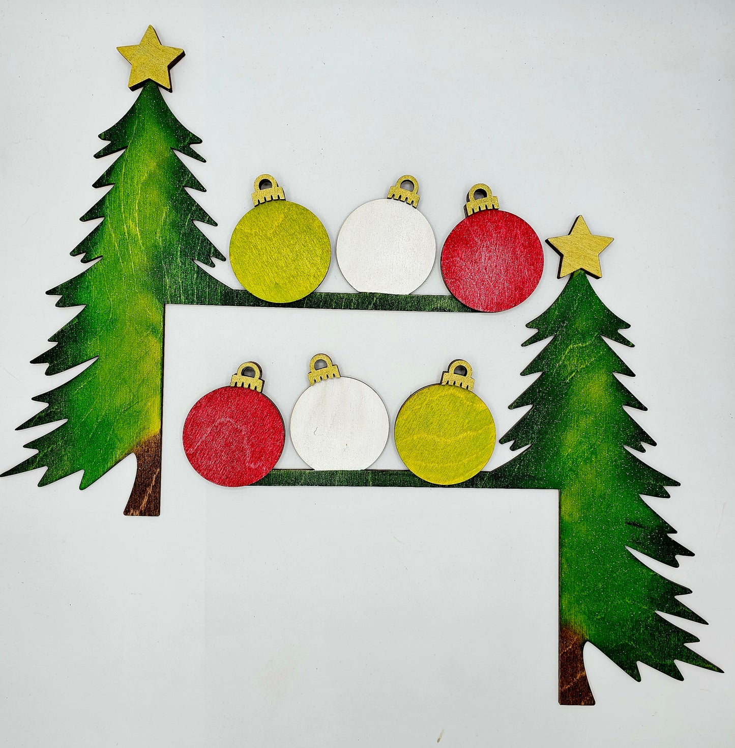 PAINTED - Christmas Tree Ornaments Door Corner