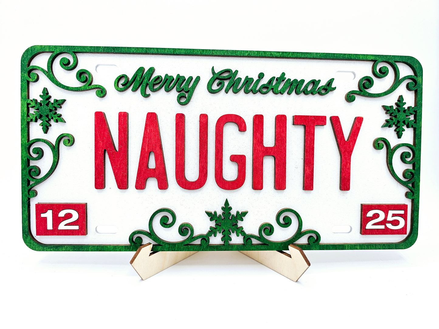 PAINTED - Naughty Christmas License Plate