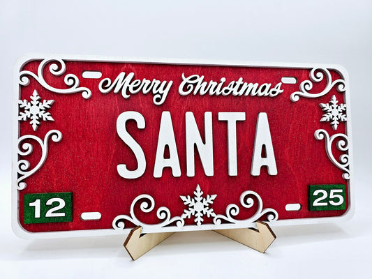 PAINTED - Santa Christmas License Plate