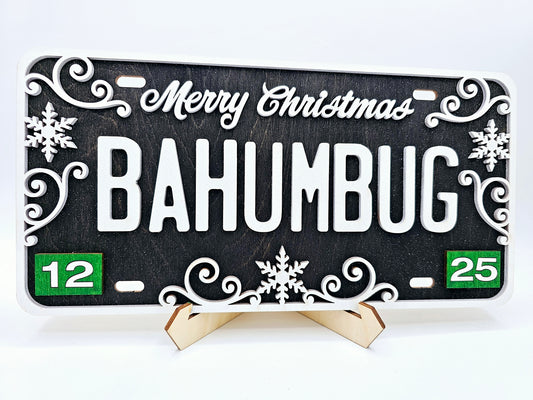 PAINTED - BaHumBug Christmas License Plates