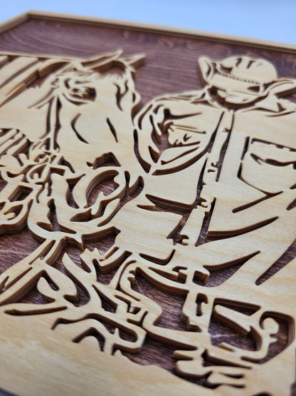 Cowboy & Horse Scroll Saw Art