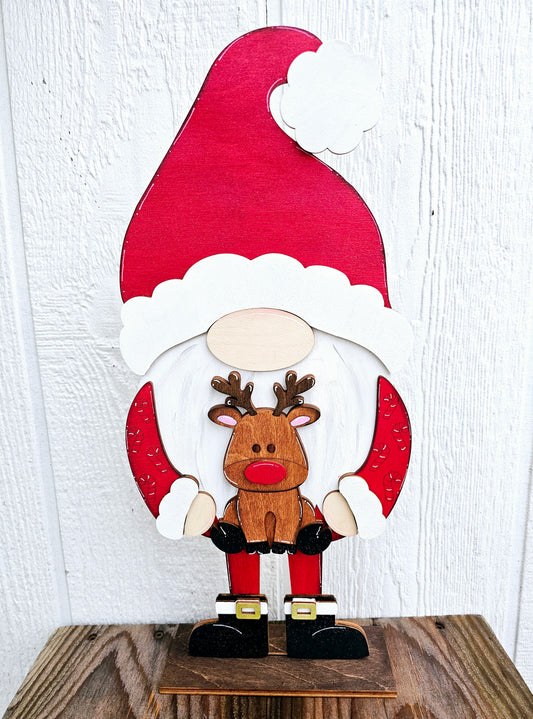 PAINTED - Large Santa Gnome Sitter