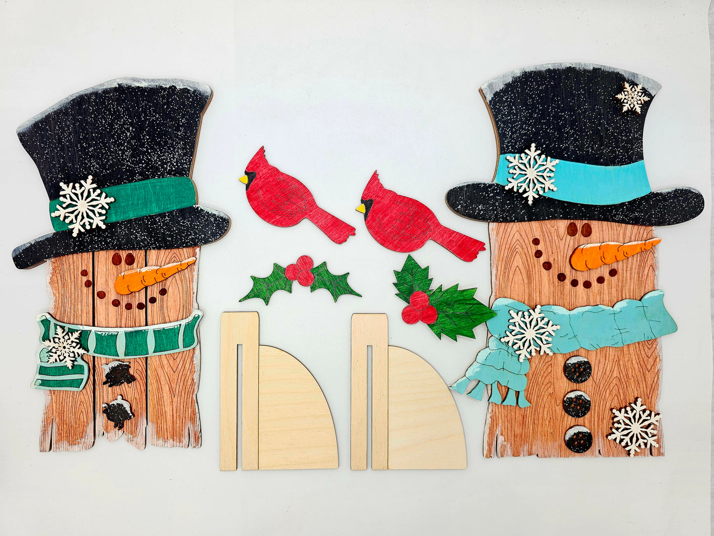 Wooden Snowmen x2