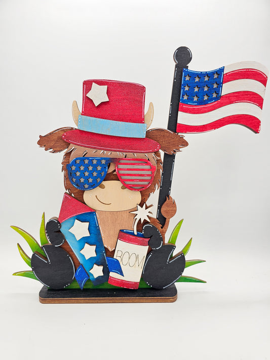 PAINTED - Patriotic Highland Cow