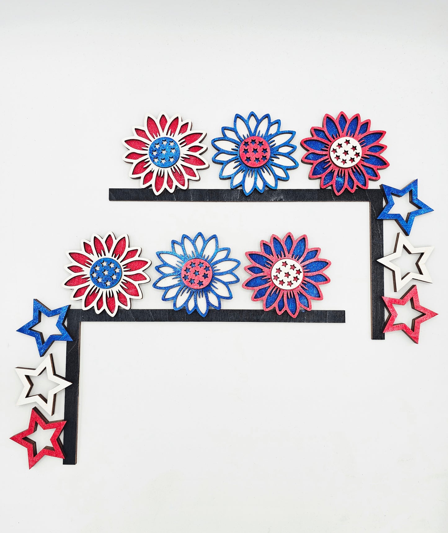 PAINTED - Patriotic Flower Door Corner