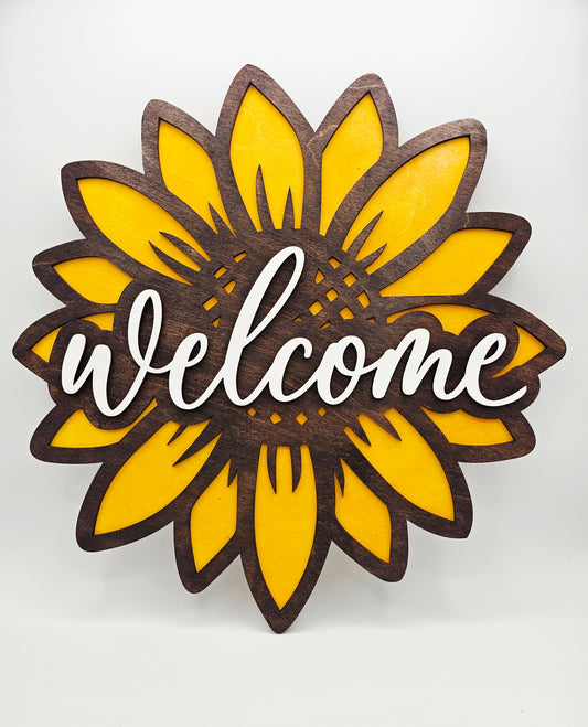 PAINTED - Sunflower Welcome Sign