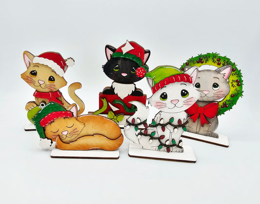 PAINTED - Christmas Cat Sitters