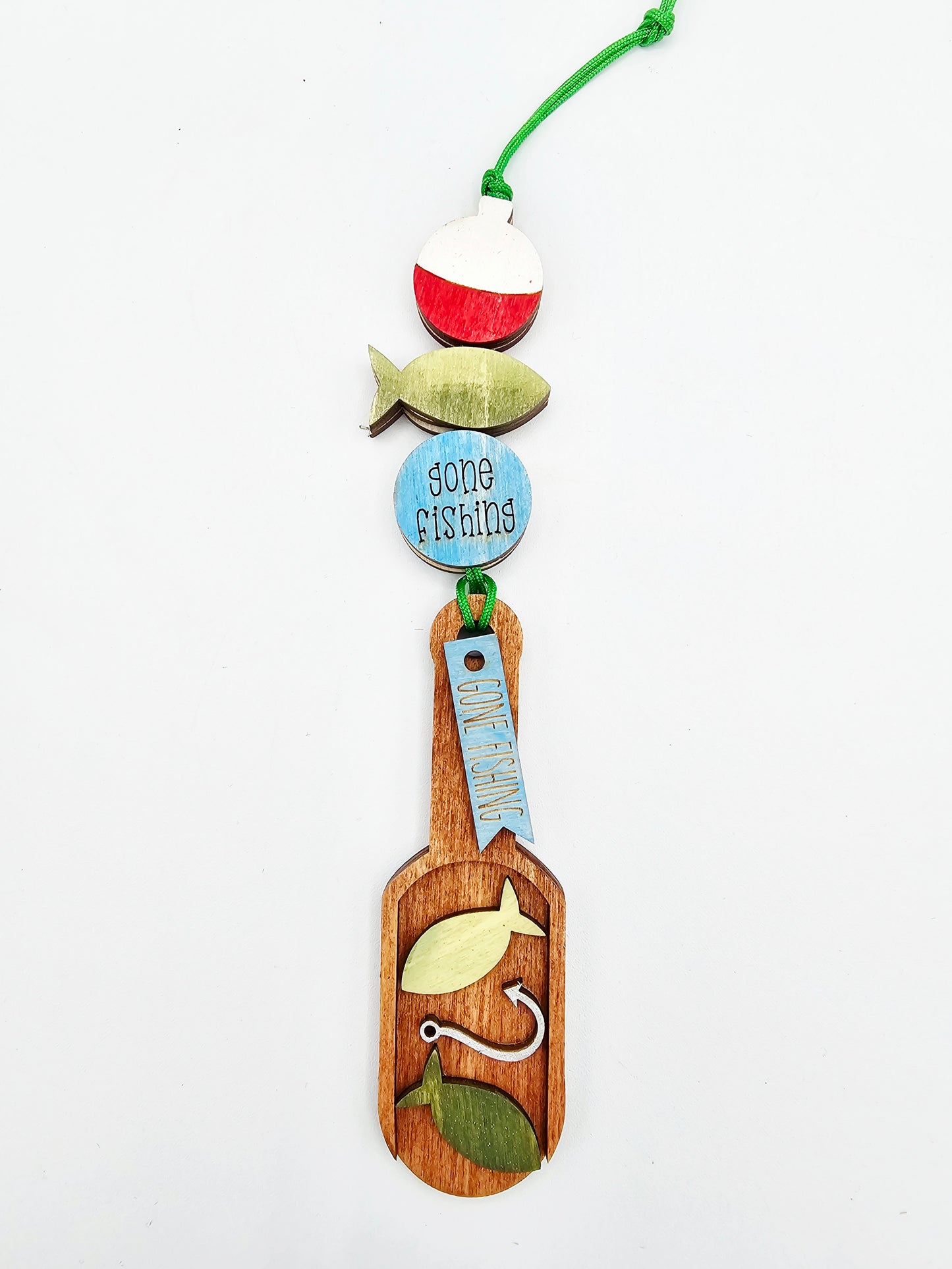 Gone Fishing Scoop Ornament Tag