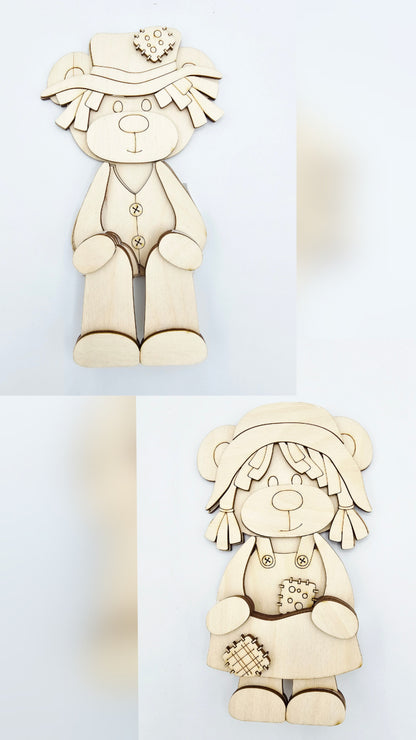 Scarecrow Bears Shelf Hanging
