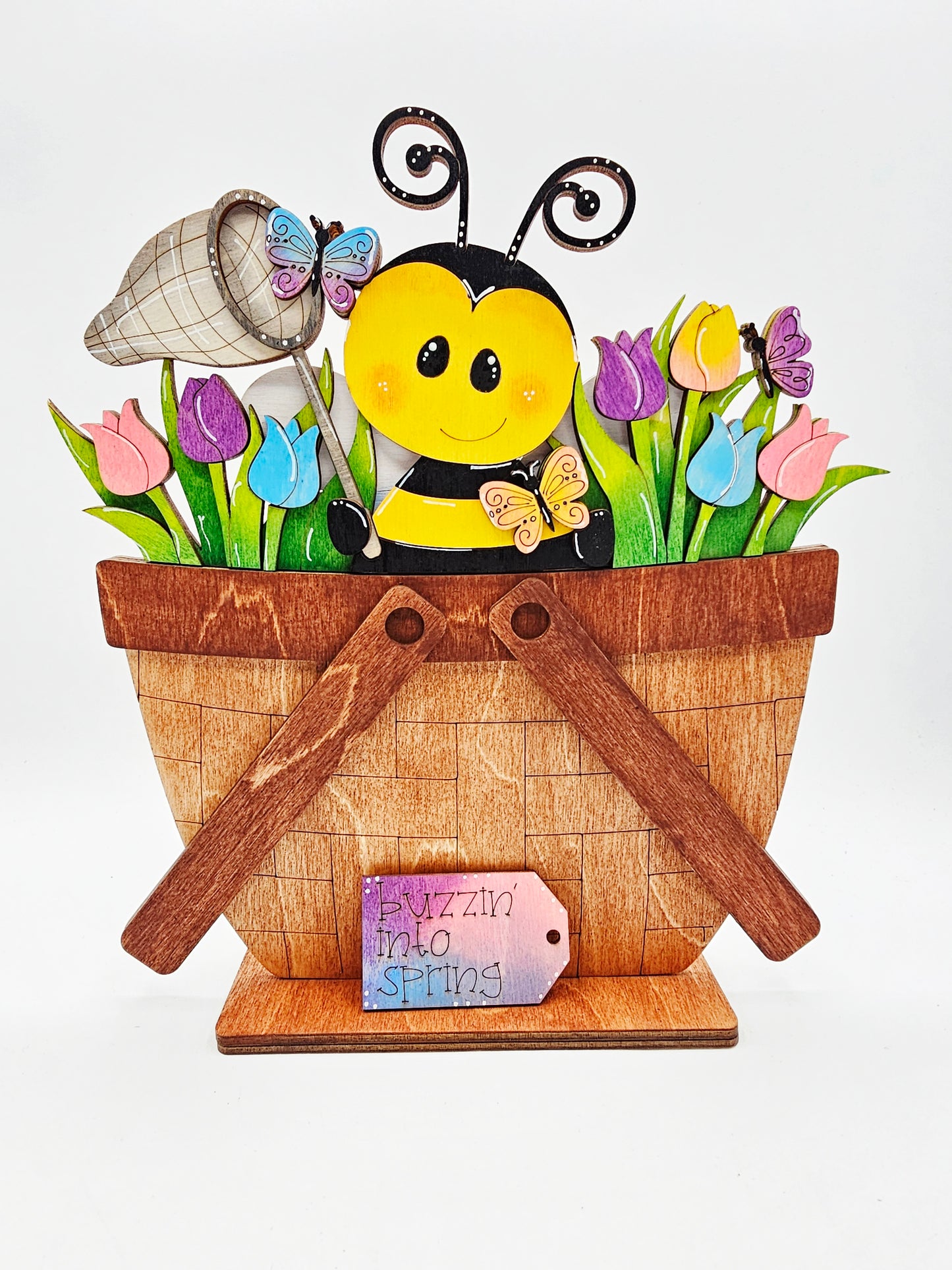 PAINTED - Spring Bee Basket - Large