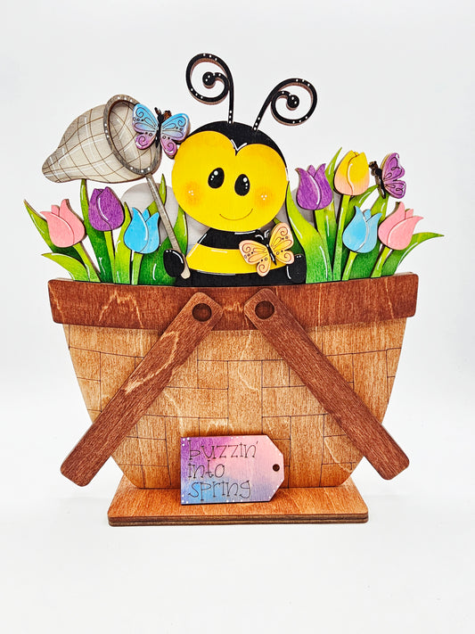 PAINTED - Spring Bee Basket - Large