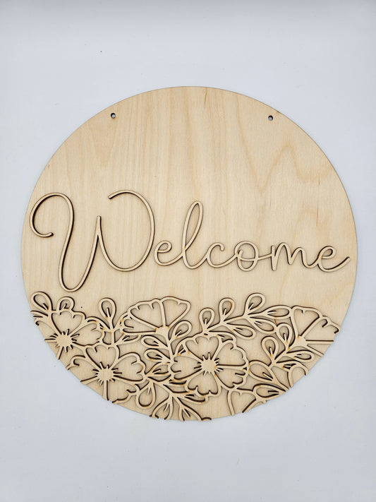 Welcome Floral Round - Bottom