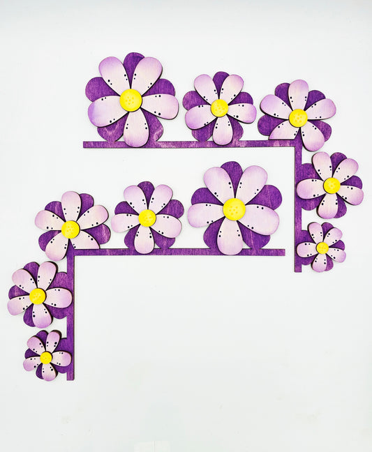 PAINTED - Spring Layered Flower Door Corner