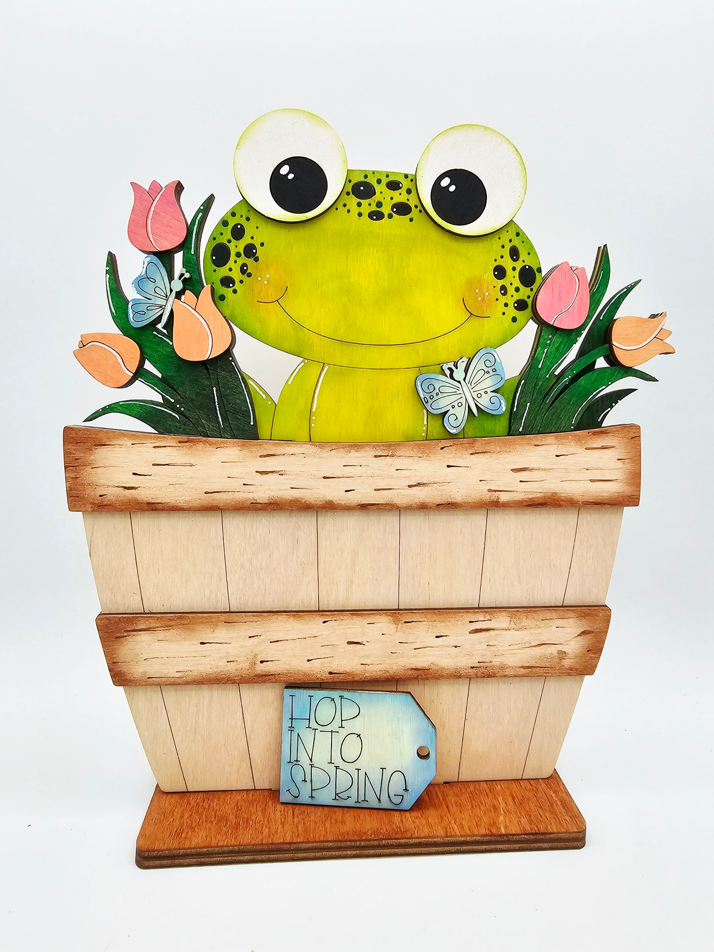 PAINTED - Spring Frog Basket - Large
