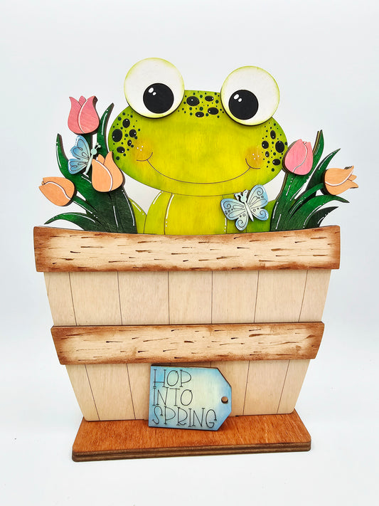 PAINTED - Spring Frog Basket - Large