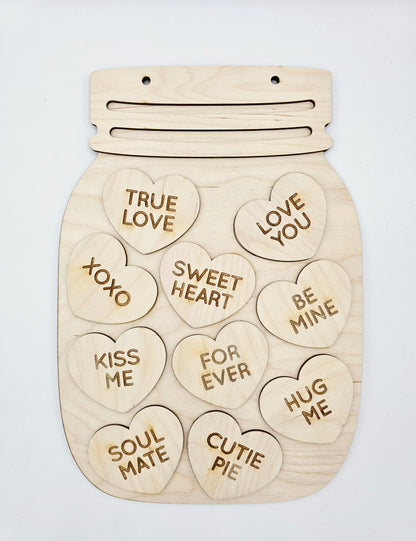 Conversation Heart Mason Jar Hanger - Large