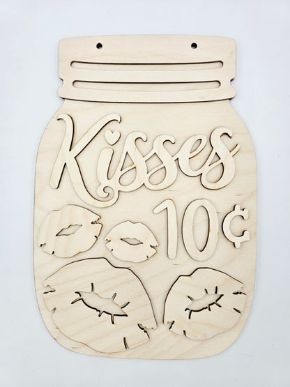 Kisses Mason Jar Hanger - Large