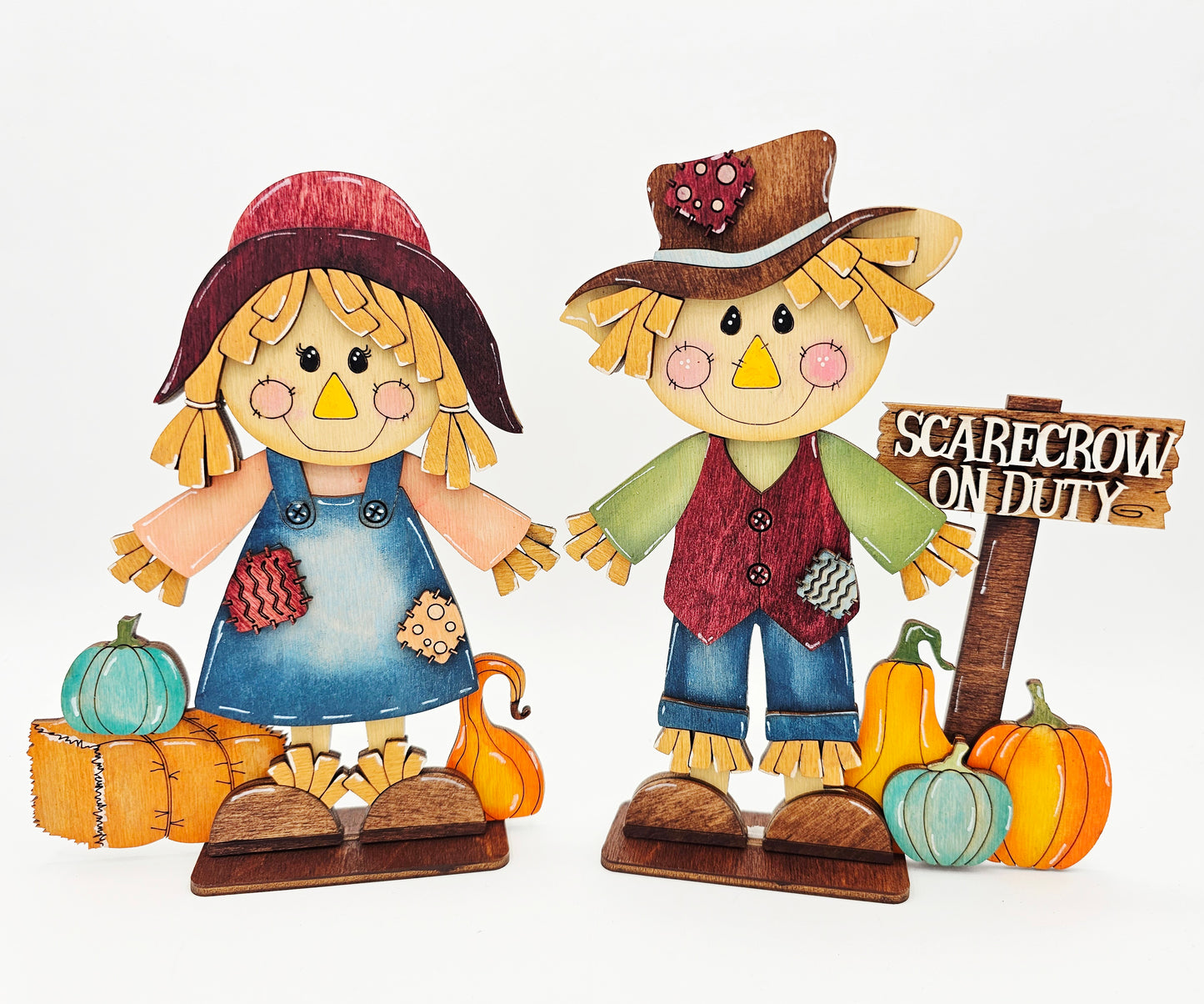 PAINTED - Scarecrow Couple Sitters