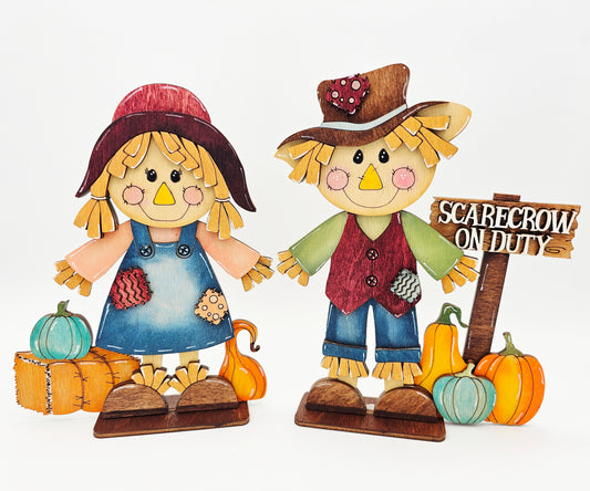 PAINTED - Scarecrow Couple Sitters