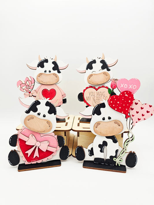 PAINTED - Valentine Cow Sitters