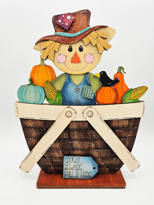 PAINTED - Fall Male Scarecrow Basket - Large