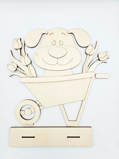 Spring Dog with Wheelbarrow