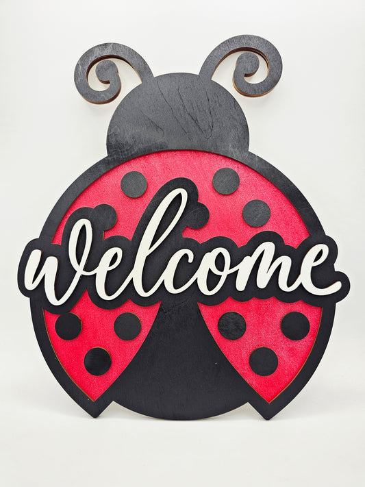 PAINTED - Ladybug Welcome Sign