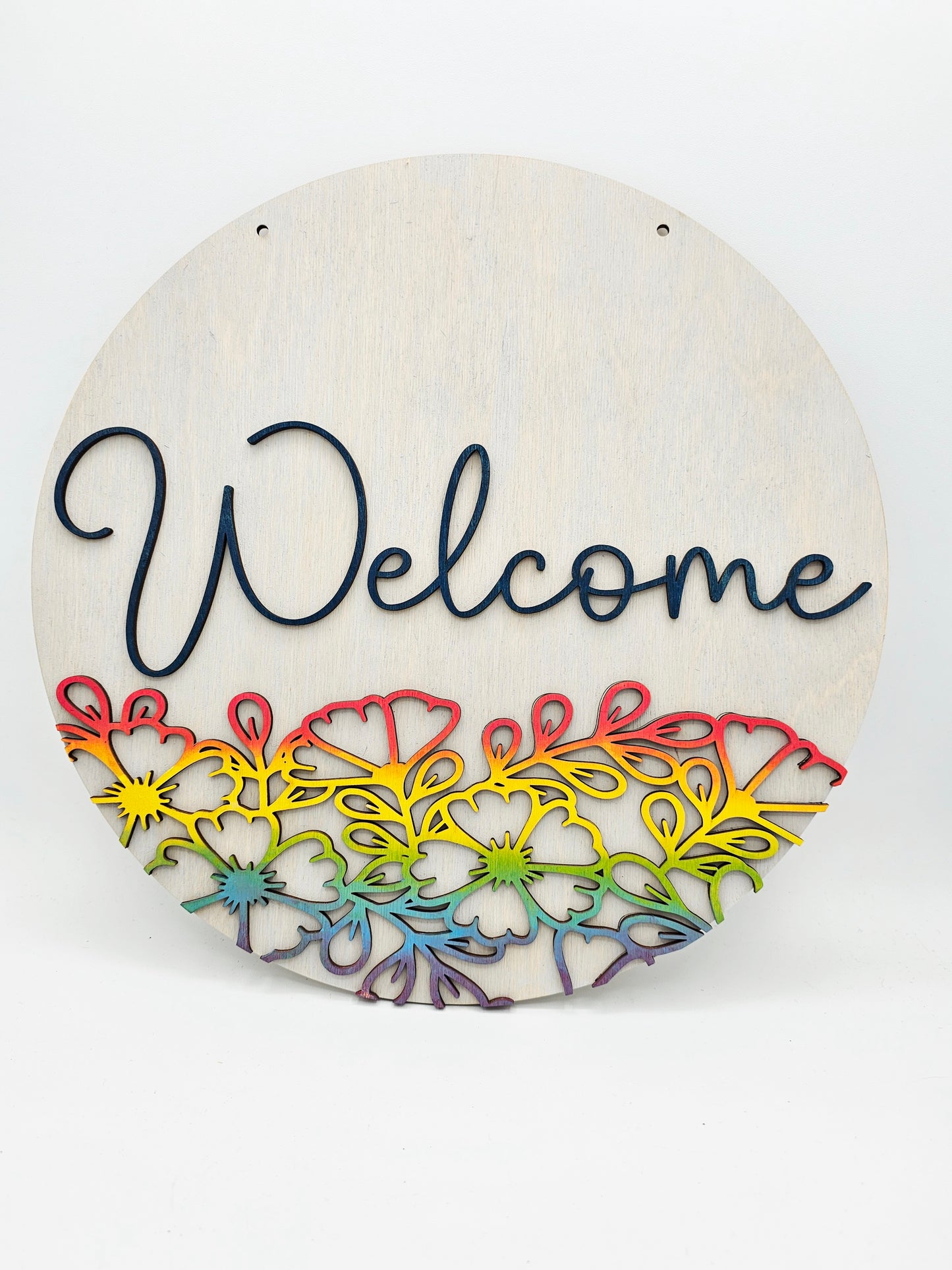 PAINTED - Welcome Floral Round - Bottom