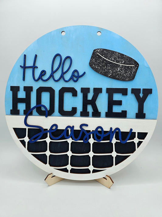 PAINTED - Hello Hockey Season Sign
