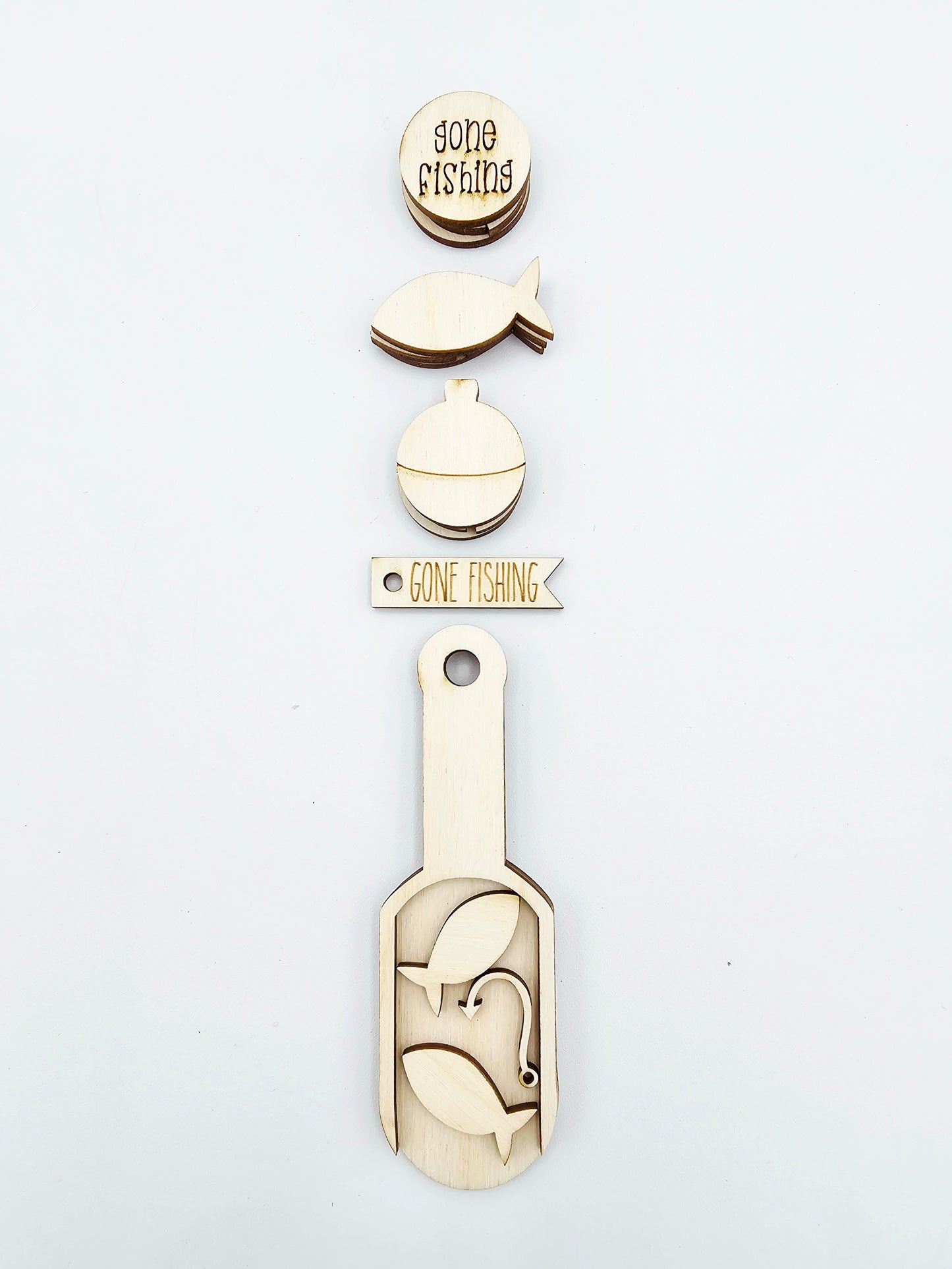 Gone Fishing Scoop Ornament Tag