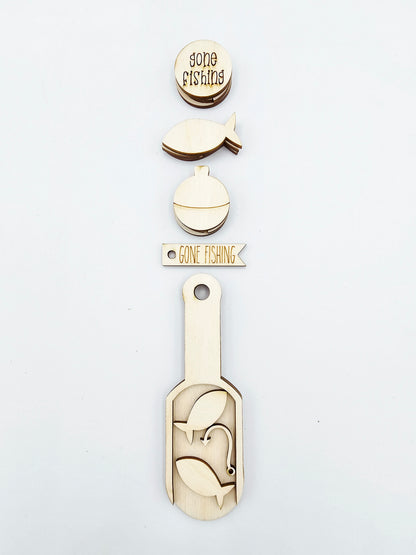 Gone Fishing Scoop Ornament Tag