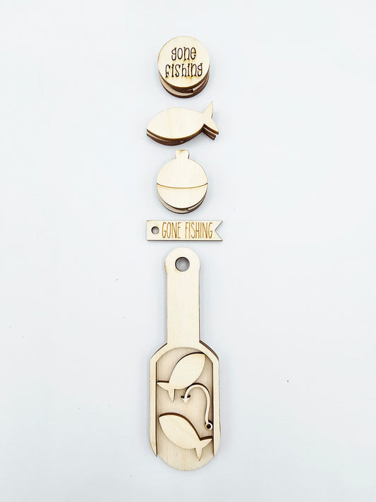 Gone Fishing Scoop Ornament Tag