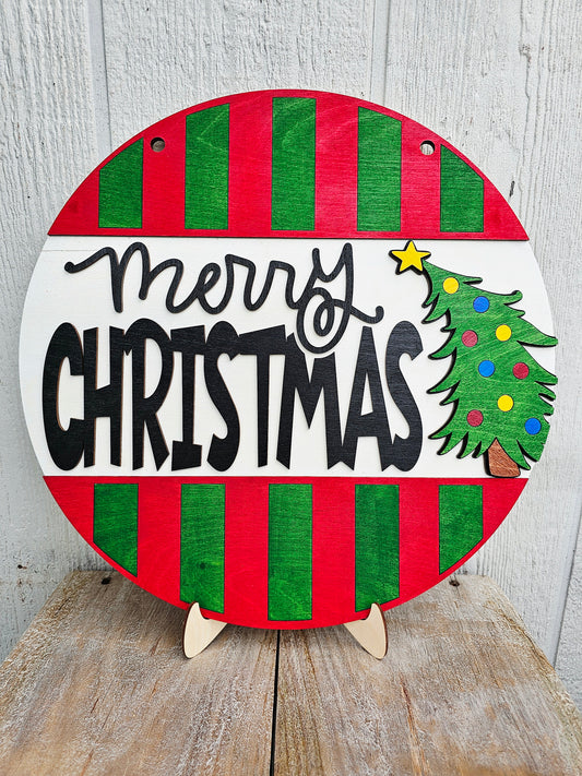PAINTED - Merry Christmas Sign - 15.5 inch