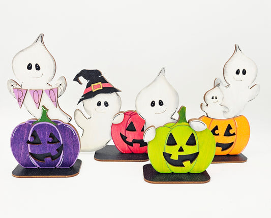 PAINTED - Ghost & Pumpkin Sitters