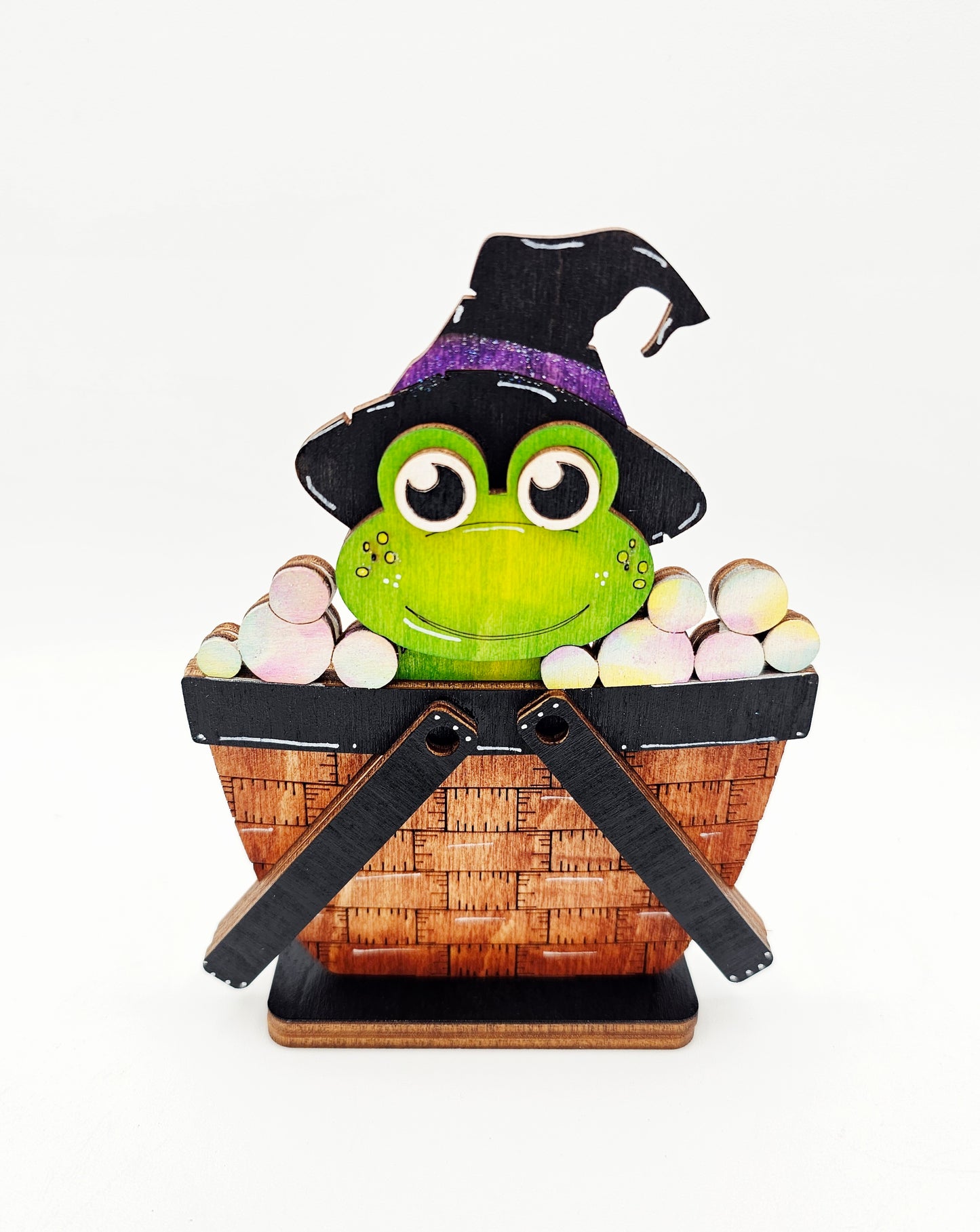 PAINTED - Frog Witch Basket - Small