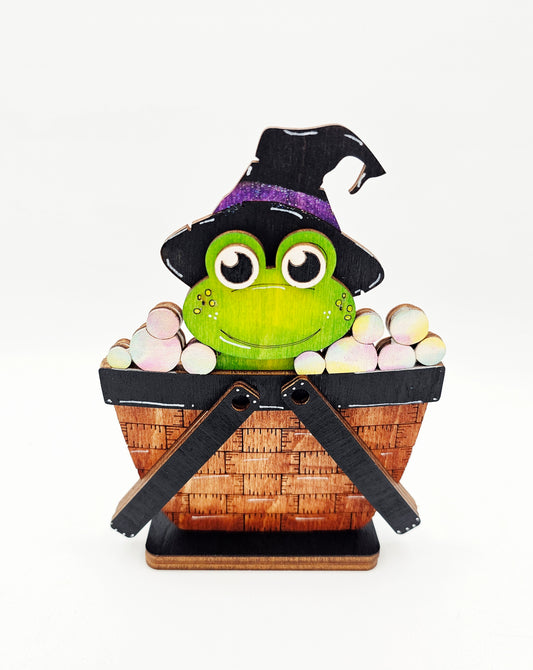 PAINTED - Frog Witch Basket - Small