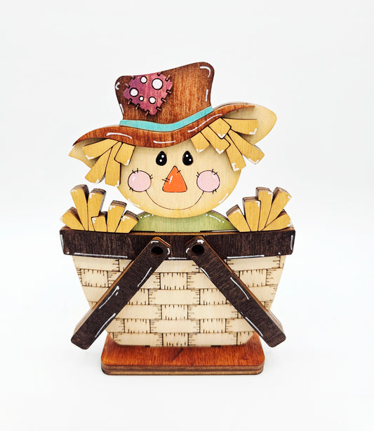 PAINTED - Fall Scarecrow Male Basket - Small