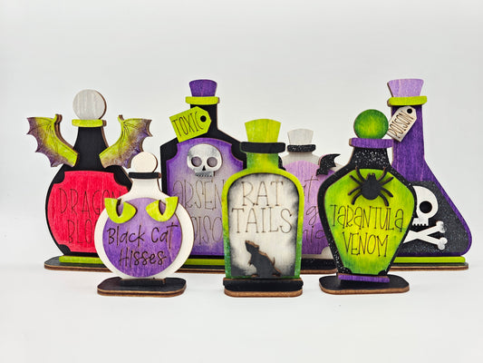 PAINTED - Potion Bottles x7