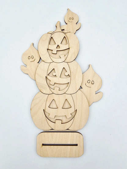 Stacked Ghost Jack O Lantern Sitter