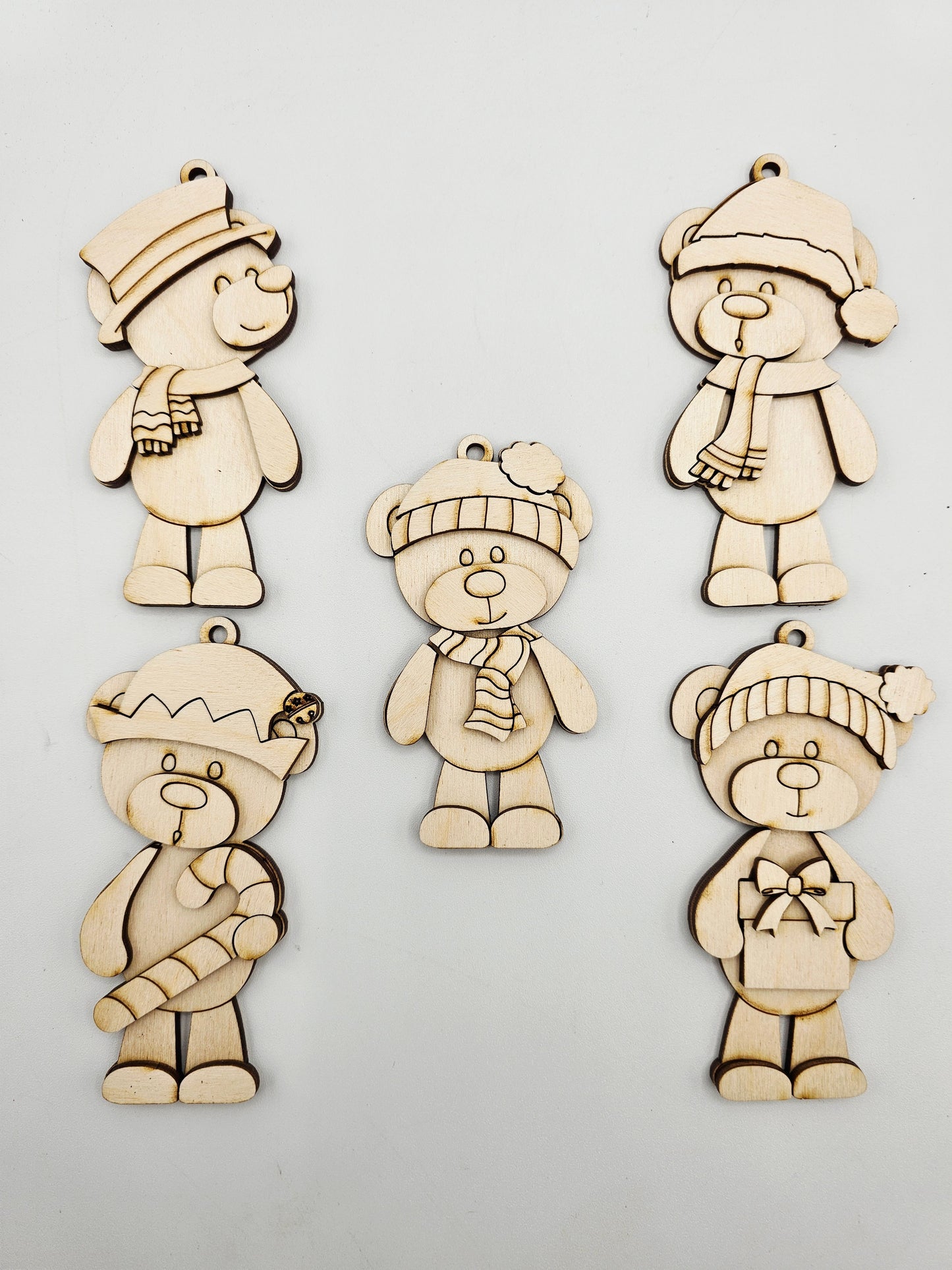 Christmas Bear Ornaments Set of 10