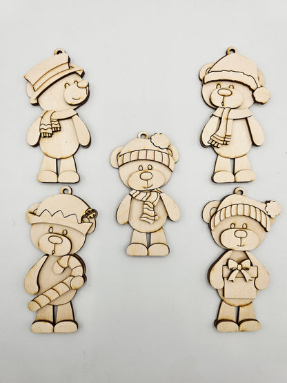 Christmas Bear Ornaments Set of 10