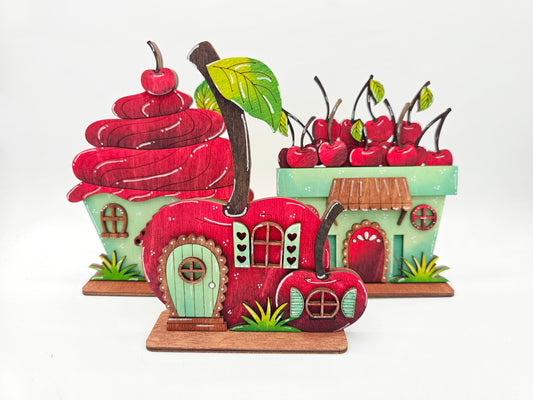 PAINTED - Mini Cherry Houses