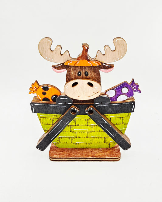 PAINTED - Halloween Moose Basket - Small