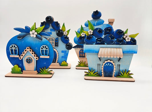 PAINTED - Mini Blueberry Houses